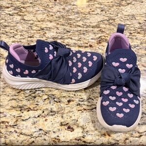 3Y Skechers Navy and Purple Heart Sneakers
